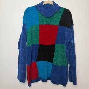 Vintage All Points Color-block Knit Sweater Size M